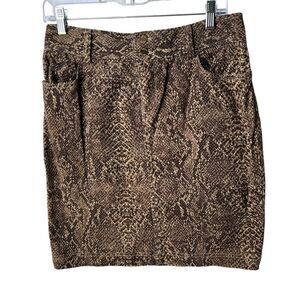 Chaps Womens y2k Snakeskin Pattern Denim Skirt Size 4 Pockets